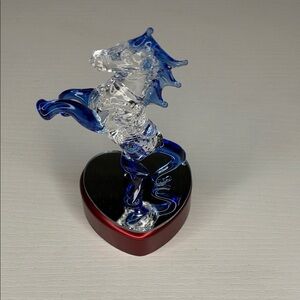 Blue Glass Seahorse Figurine for Home Decor